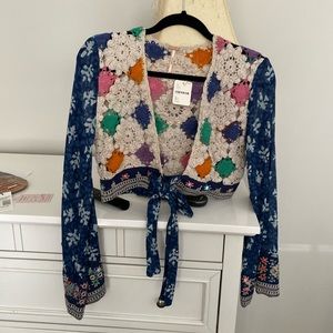 Free people crochet tie front top